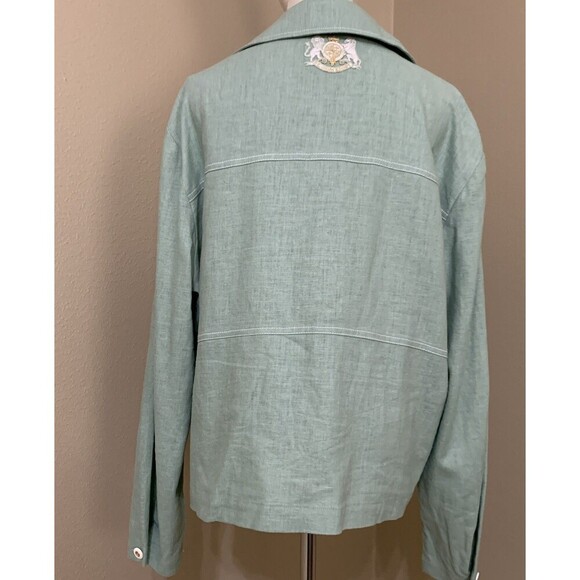 St. John Sport Size L Button Down Shirt 100% Linen Mint Green Relaxed Coastal - Picture 4 of 9